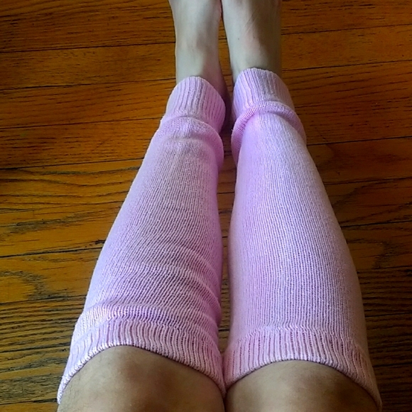 Vintage 90s Leg Warmers Carnation Pink Knit - Picture 2 of 3
